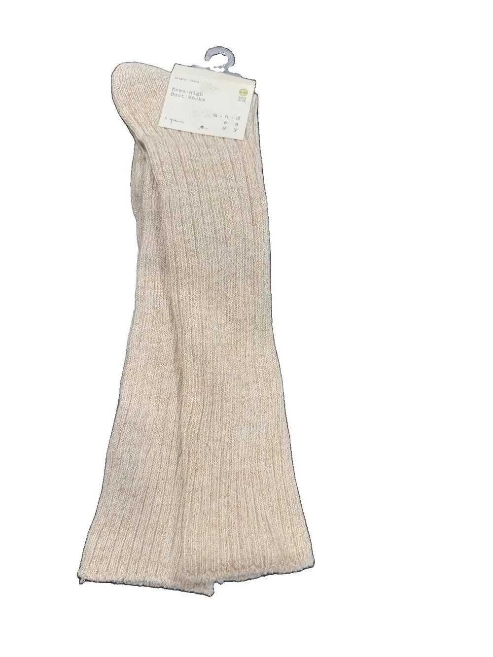 a.n.a Knee High Boot Socks Oatmeal Metallic Knit 1 Pair Women’s Shoe Size 4-10